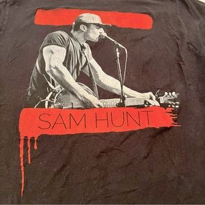 Sam‎ Hunt 2015 Summer Tour SZ Large Black Short Sleeve Shirt Tulex Country *FLAW